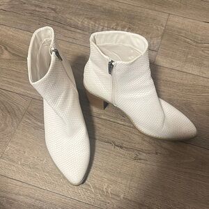 White Textured Ankle Boots
